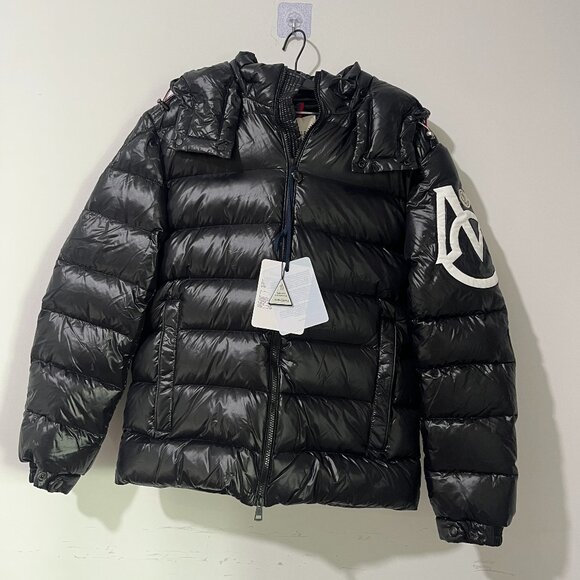 Moncler Jackets & Blazers - Moncler Hooded Shiny Black Down Jacket